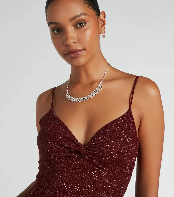 Elizabeth Cutout A-Line Slit Glitter Formal Dress