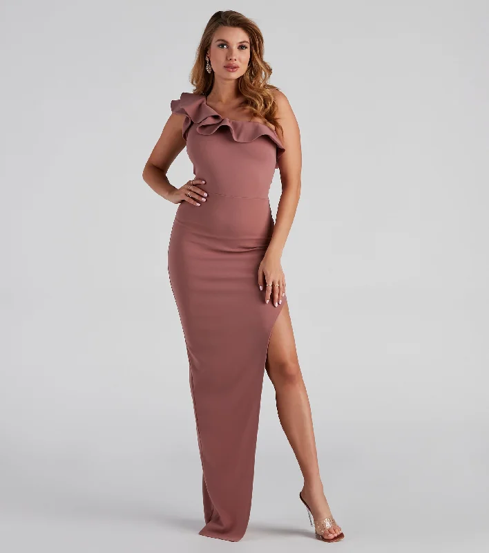 Karrigan Formal One Shoulder Crepe Dress