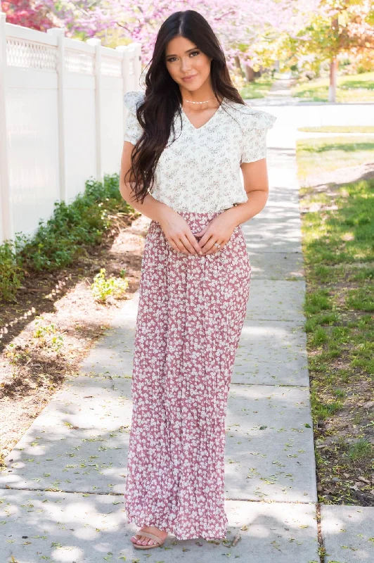 Ditzy Floral Textured Maxi Skirt