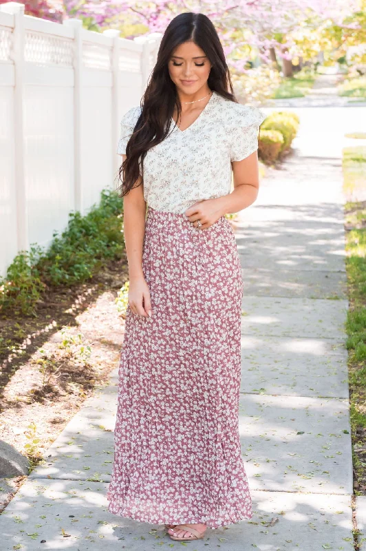 Ditzy Floral Textured Maxi Skirt