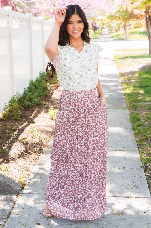 Ditzy Floral Textured Maxi Skirt