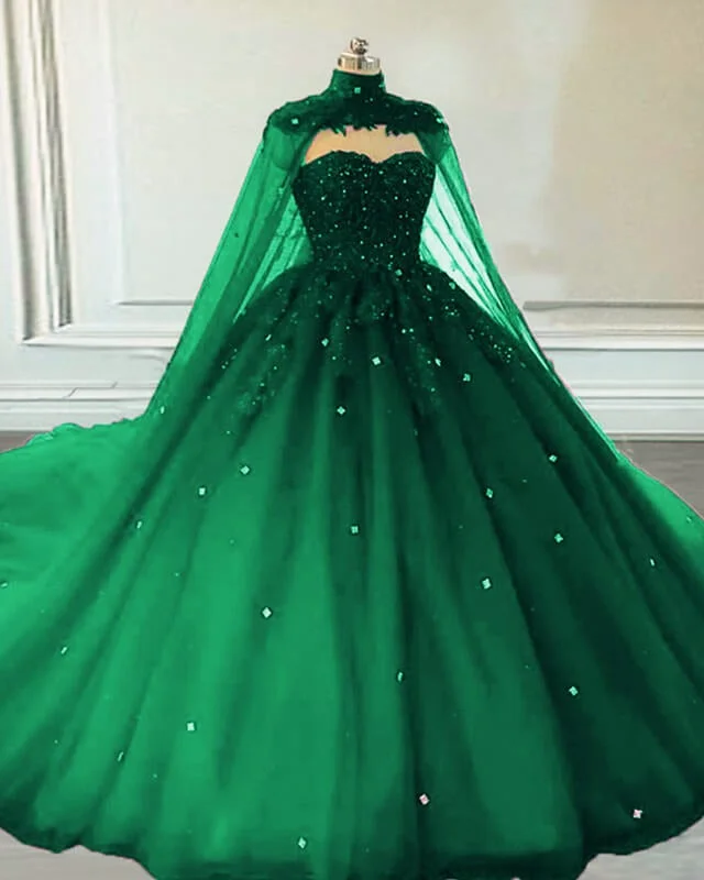 Tulle Ball Gown Quinceanera Dresses With Cape